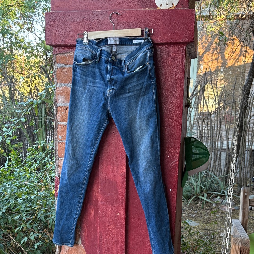 Frame Denim Dark Blue Le High Skinny Jeans